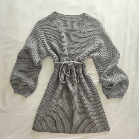 Gray Knit Sweater Dress - Picture 2 of 2
